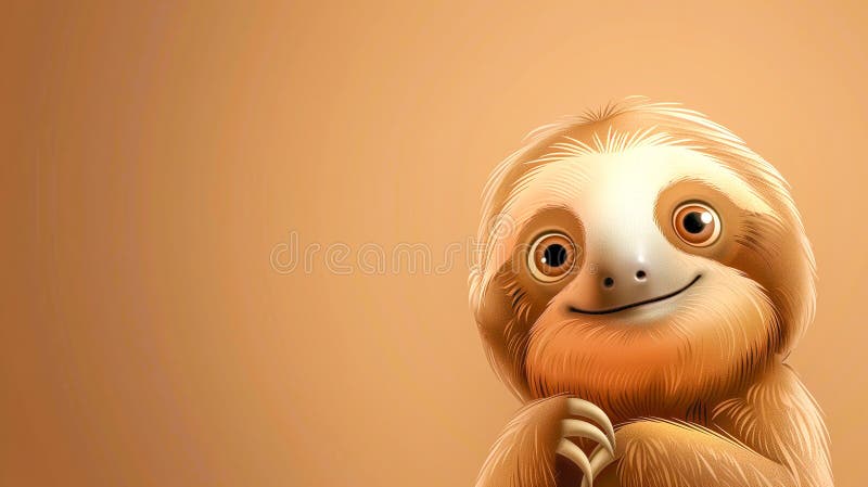 Un joyeux paresseux caricature aux grands yeux profite d'un moment de détente photos stock