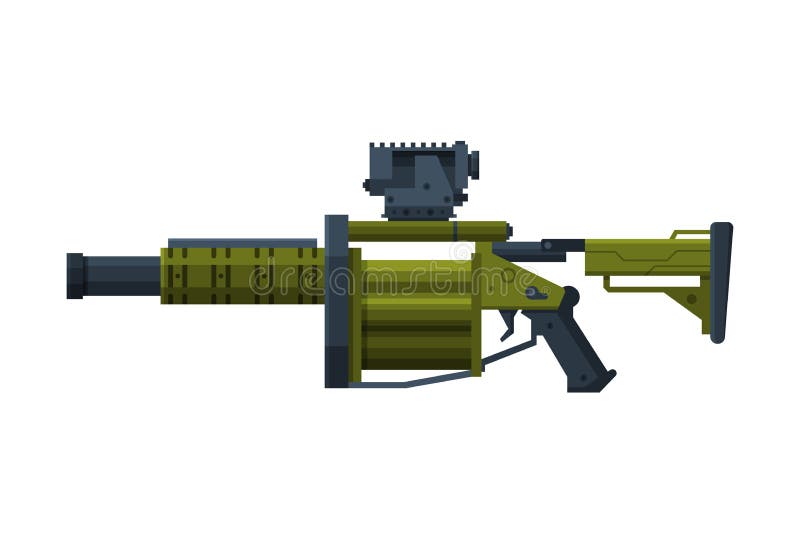 Un lansator de rachete portabil bazooka de luptă împotriva armelor militare cu spectru vectorial de tip plat vector illustration