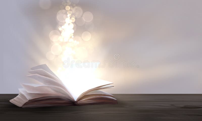 Fantasy with an open book, magical bokeh, golden glow, sunlight, rays. Fantasy with an open book, magical bokeh, golden glow, sunlight, rays