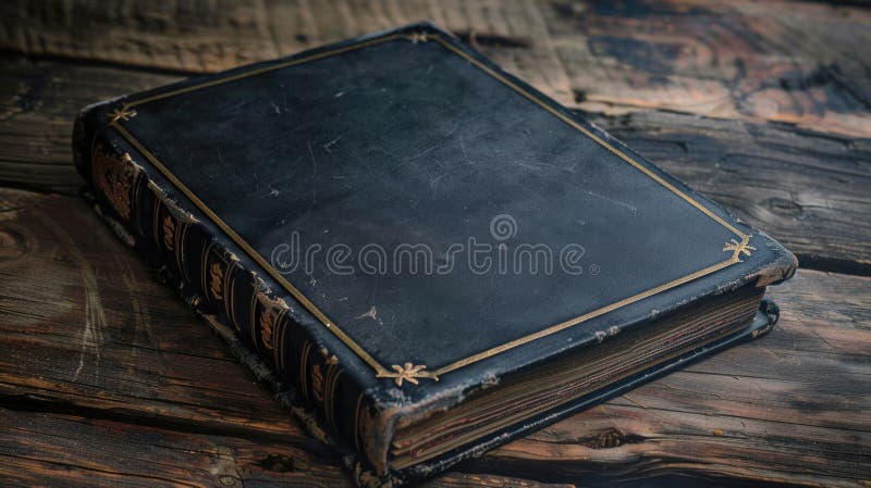 Un libro d'annata poggia su un rustico tavolo di legno pronto per la lettura o la visualizzazione fotografia stock libera da diritti