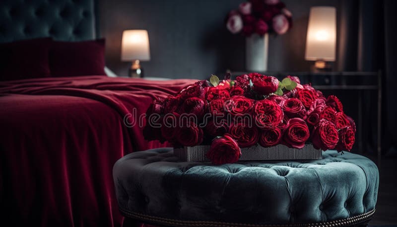 Un lujoso ramo decora la cómoda cama de hotel generada por ai. Un lujoso ramo decora una cómoda cama de hotel generada por la inteligencia artificial