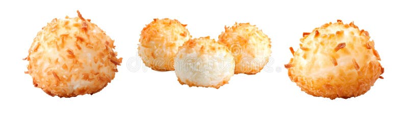 Un macaron de coco doré et croustillant à l'extérieur isolé sur blanc transparent.