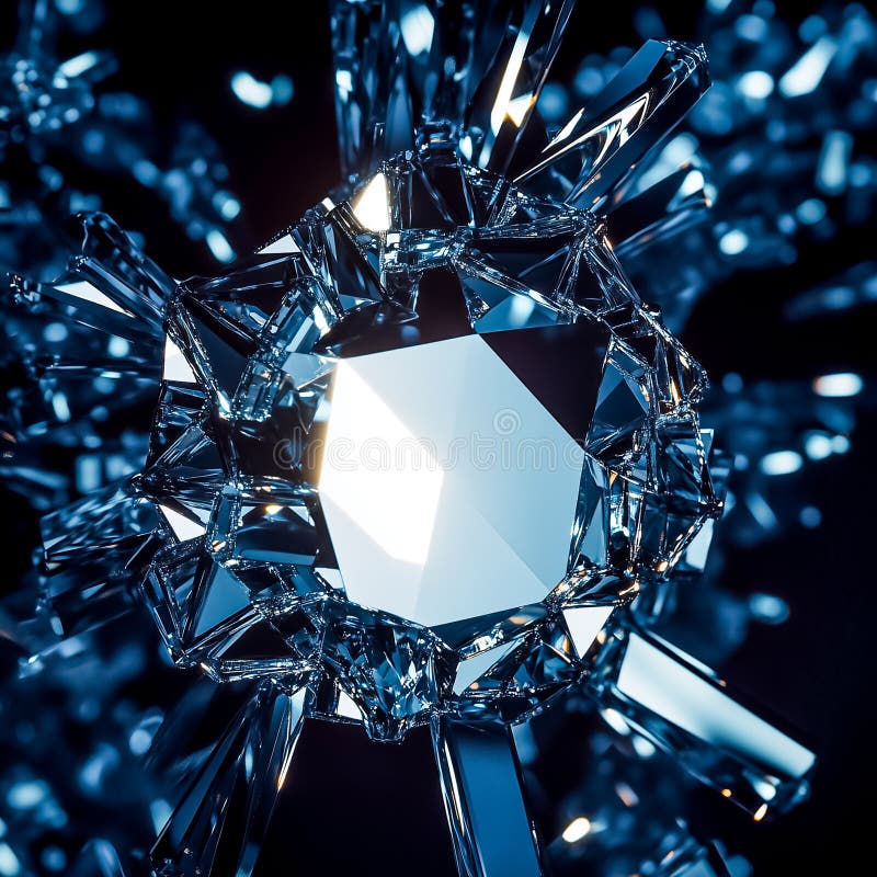 Un magnifique closep d'un cristal reflétant la lumière dans des motifs géométriques captivants mettant en valeur l'élégance et la image stock
