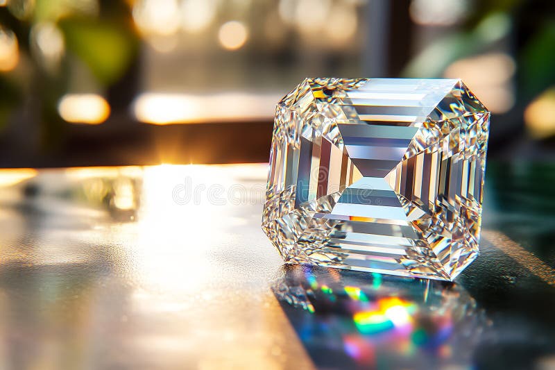 Un magnifique closep de diamant reflétant la lumière et son éclat unique dans un cadre serein image libre de droits