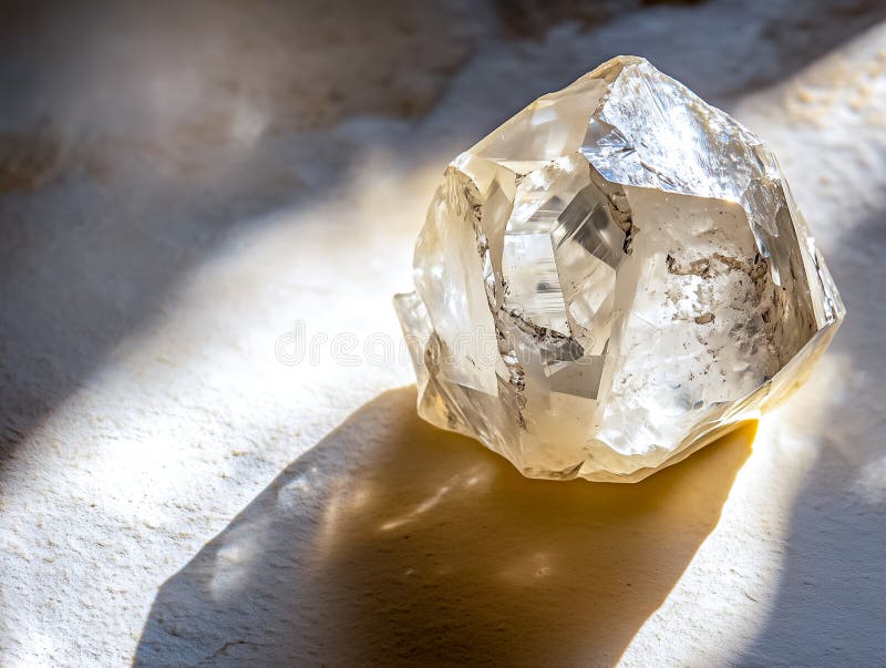 Un magnifique closeup d'un cristal clair reflétant la lumière magnifiquement photos libres de droits