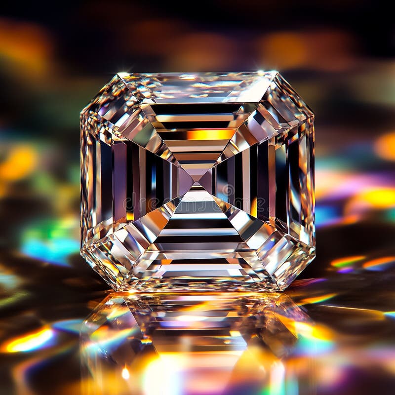 Un magnifique closeup d'un diamant brillant reflétant la lumière colorée dans un éblouissant étalage de scintillants photos stock