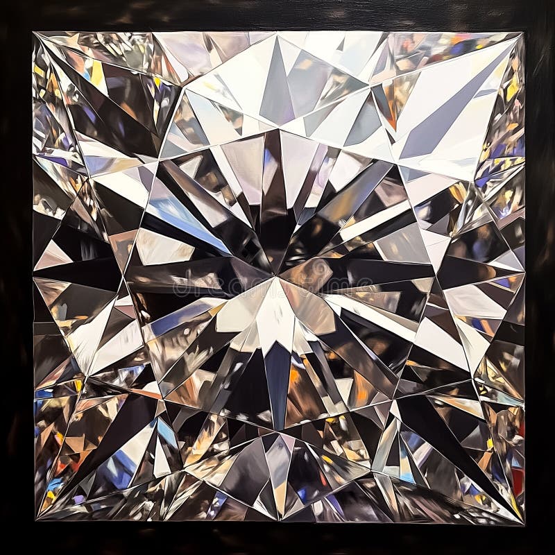 Un magnifique closeup de diamant qui présente sa coupe brillante et ses facettes complexes image stock