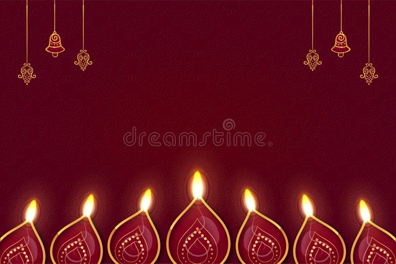 Un mediu spiritual cu clopoței de aur strălucitori și mortiere sacre pe un fundal adânc roșu. Perfect pentru Diwali Navratri vector illustration