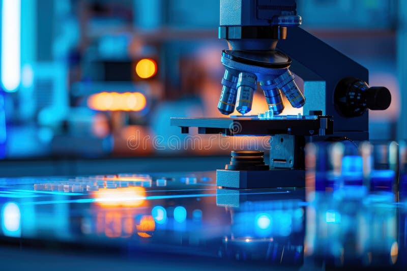 Un microscopio futuristico illustrazione di stock