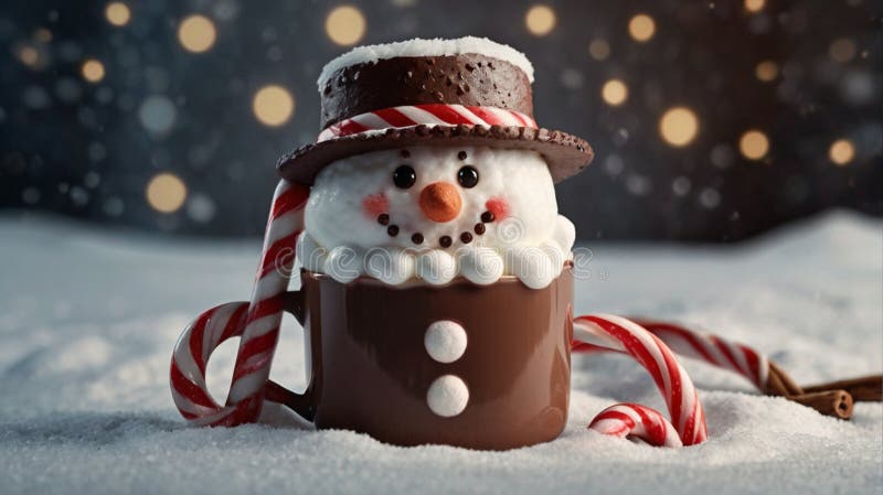 Un mignon chocolat chaud en forme de mannequin illustration de vecteur