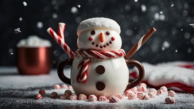 Un mignon chocolat chaud en forme de mannequin illustration de vecteur