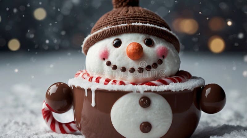 Un mignon chocolat chaud en forme de mannequin illustration de vecteur