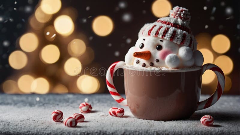 Un mignon chocolat chaud en forme de mannequin illustration stock