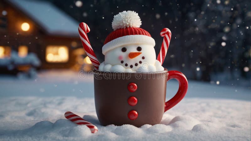 Un mignon chocolat chaud en forme de mannequin illustration stock