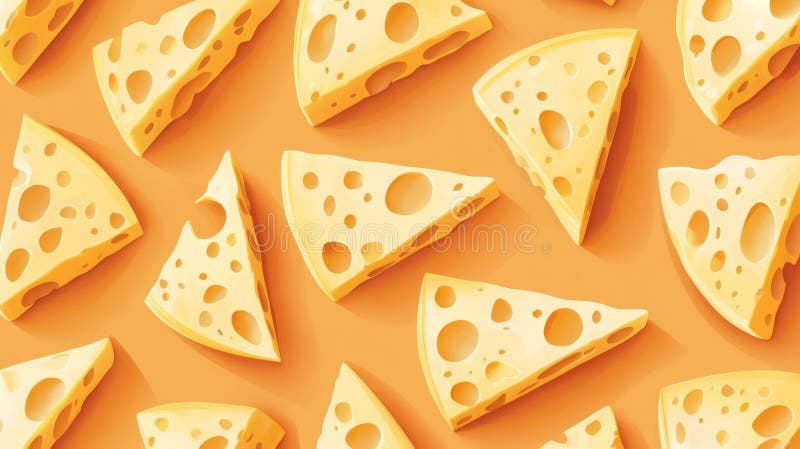 Un modello uniforme di cuneo di formaggio stilizzato. illustrazione di stock