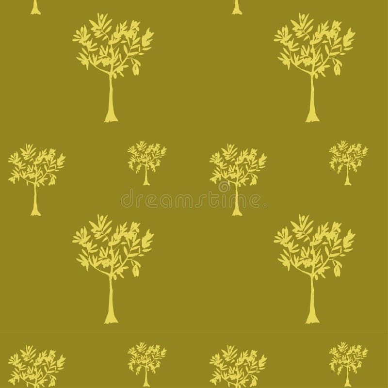 Un modelo de olivos en tonos verdes olivas Ilustración a mano del vector stock de ilustración Un modelo de olivos en tonos verdes olivas Ilustración a mano del vector stock de ilustración