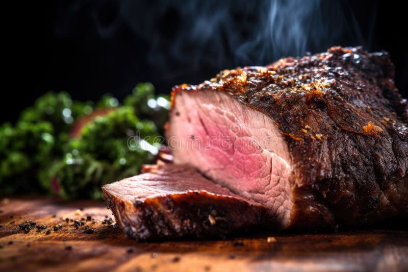 Un morceau de boeuf fumé juteux et savoureux à la poitrine près créé avec de l'ai générée