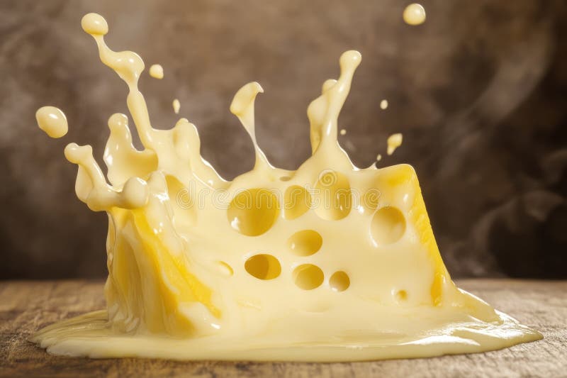 Un morceau de fromage à la surface fondue de goey, idéal pour des collations ou des recettes photographie stock libre de droits