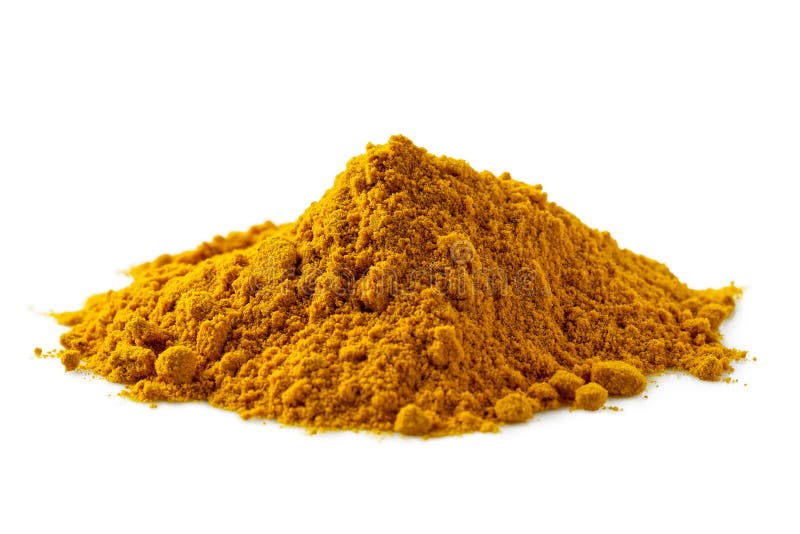 Un mucchio della polvere della curcuma fotografia stock Un mucchio della polvere della curcuma fotografia stock