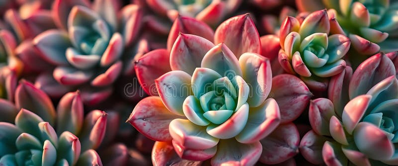 Un mucchio di fiori rosa e verde. Immagini di piante succulente con colori vivaci e delicati con una luce di softbox calda e invitante 4k UHD Ultra Sharp.