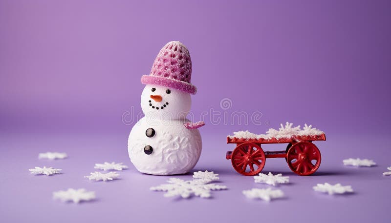Un muñeco de nieve alegre trae alegría con una adorable decoración de invierno generada por ai stock de ilustración