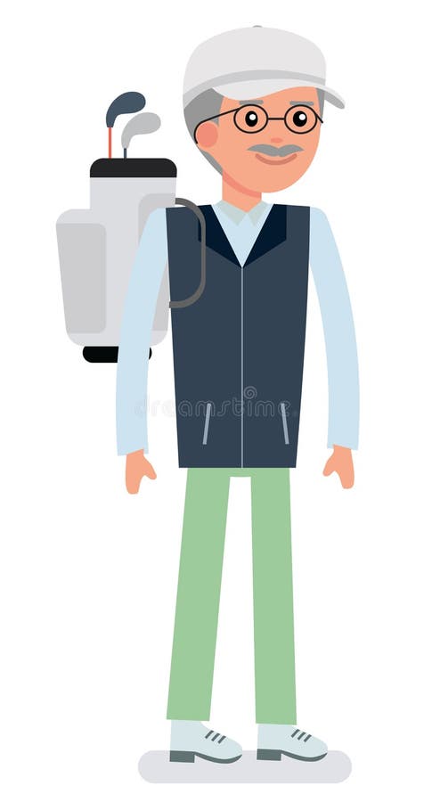 Un más viejo hombre acertado va a jugar a golf libre illustration Un más viejo hombre acertado va a jugar a golf libre illustration