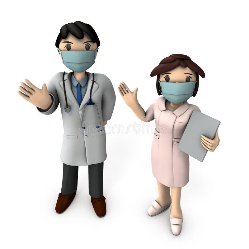 Un médico amable y una enfermera. fondo blanco. libre illustration