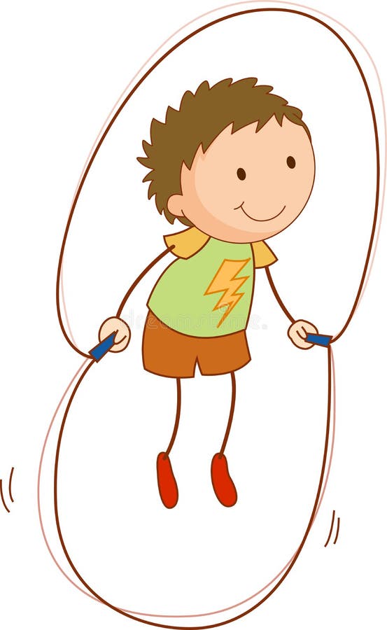  Un Niño Garabato Saltando a Un Personaje De Dibujos Animados Aislado Ilustración del Vector