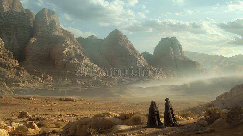 A desert oasis surrounded by mystical mountains where a group of sorcerers gather to discuss and unravel the deep layers of meaning . . AI generated. A desert oasis surrounded by mystical mountains where a group of sorcerers gather to discuss and unravel the deep layers of meaning . . AI generated