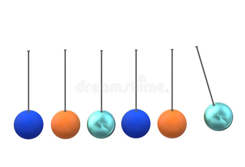 Un oscilación del péndulo con las bolas de metal coloridas ilustración del vector Un oscilación del péndulo con las bolas de metal coloridas ilustración del vector