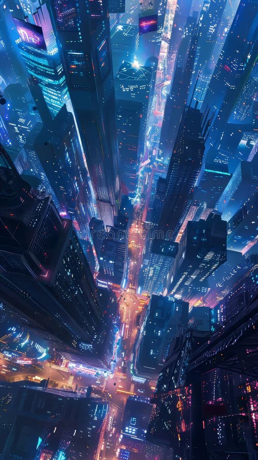 Un paisaje cibernetico que pega con la energía de mil mentes digitales libre illustration