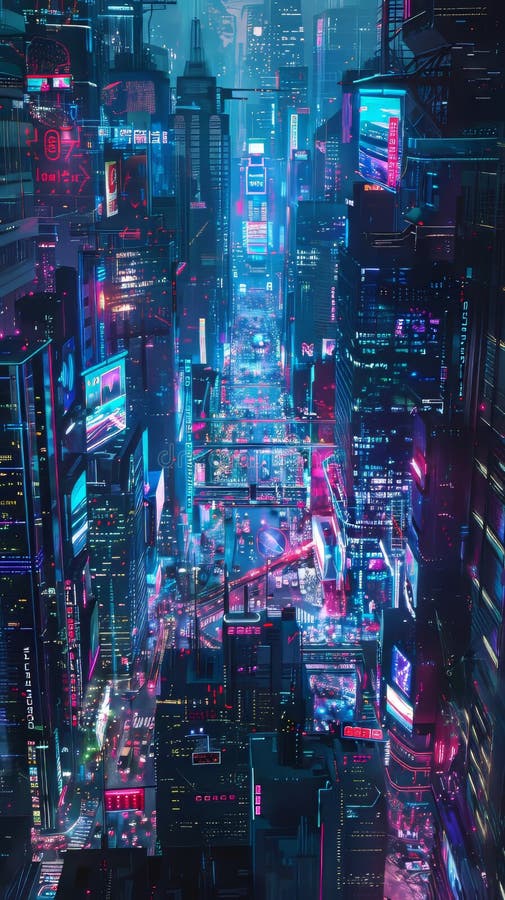 Un paisaje cibernetico que pega con la energía de mil mentes digitales libre illustration