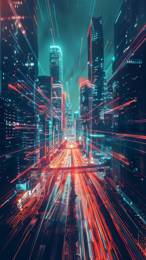 Un paisaje cibernetico que pega con la energía de mil mentes digitales libre illustration