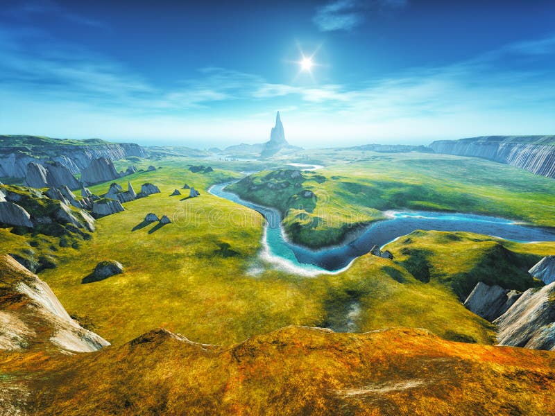 Un paysage coloré d'imagination illustration libre de droits Un paysage coloré d'imagination illustration libre de droits