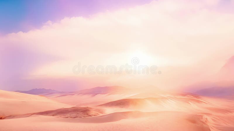 Un paysage désertique d'un autre monde, avec une toile de fond douce de sable balayé par le vent et des teintes muettes de rose po illustration libre de droits