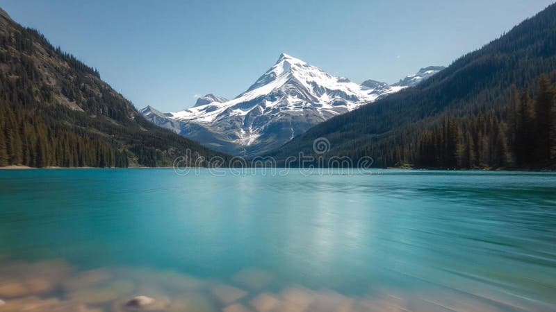 Un paysage serein avec une grande montagne majestueuse illustration stock