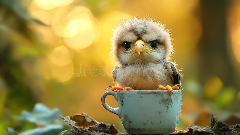 Un pequeño águila de bebé encaramado en una taza libre illustration