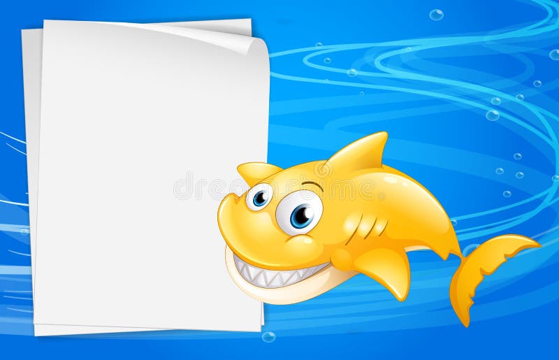 Un pescado amarillo al lado de un papel vacío stock de ilustración Un pescado amarillo al lado de un papel vacío stock de ilustración