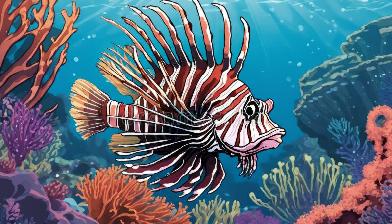 Un pesce colorato con una coda lunga e pinne illustrazione vettoriale