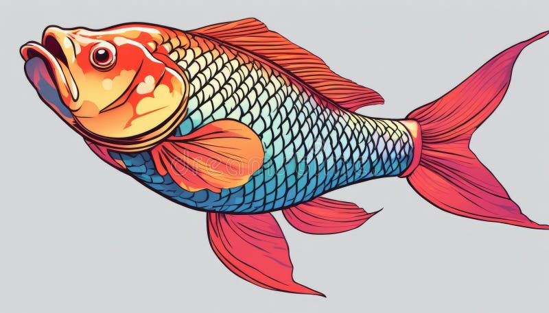 Un pesce colorato con una coda lunga e pinne illustrazione vettoriale