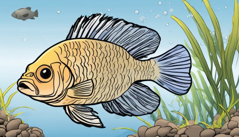 Un pesce con una coda lunga e pinne illustrazione di stock
