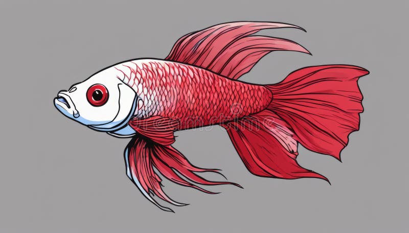 Un pesce rosso e bianco con coda lunga illustrazione vettoriale