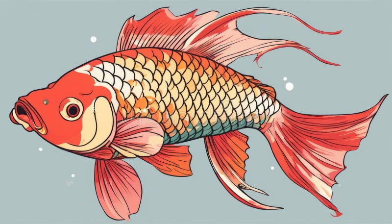 Un pesce rosso e oro con una coda lunga royalty illustrazione gratis