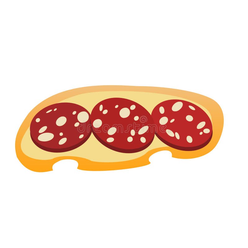 Un pezzo di pane bianco con tre fette di salsiccia con bacon illustrazione di stock Un pezzo di pane bianco con tre fette di salsiccia con bacon illustrazione di stock