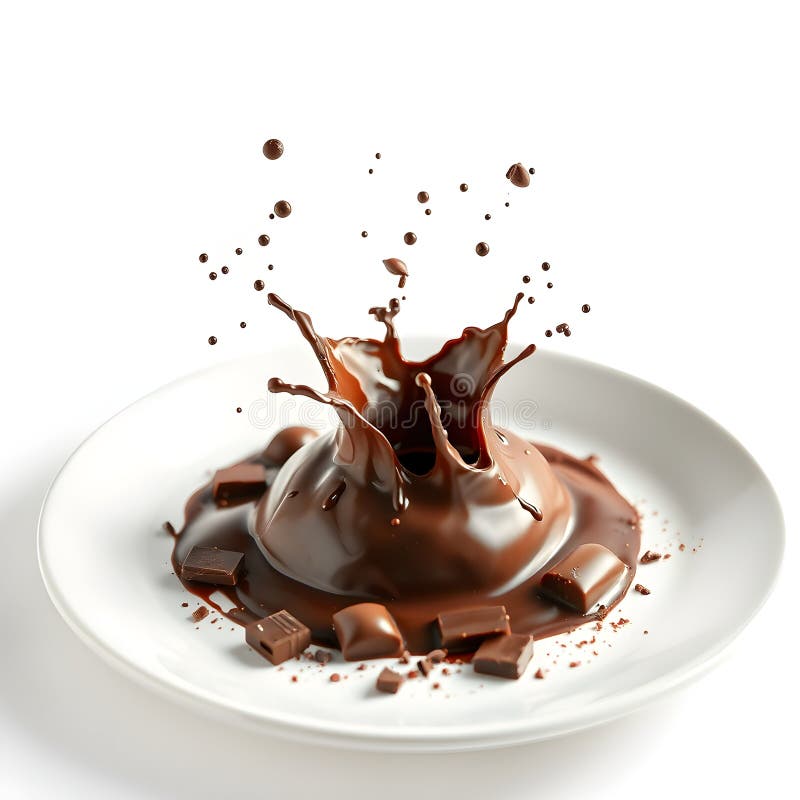 Un piatto di cioccolato con sopra una scheggia di cioccolato royalty illustrazione gratis
