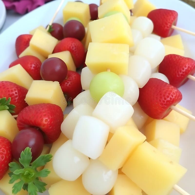 Un piatto di pattinatori di frutta assortiti con fragole di ananas e uve illustrazione vettoriale