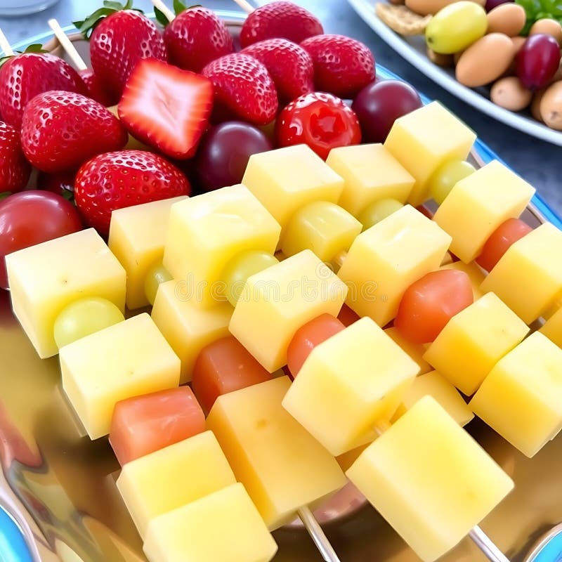 Un piatto di pattinatori di frutta assortiti con fragole di ananas e uve illustrazione di stock