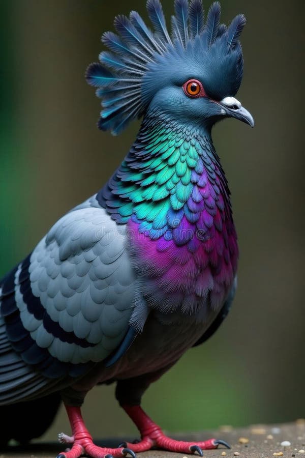 Un piccione occidentale coronato che mostra una piuma di piombo iridescente immagine di piccione occidentale incoronato illustrazione vettoriale
