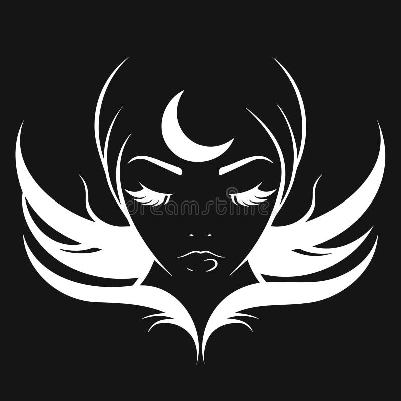 A pixel art depicting a woman with wings and a crescent moon, embodying a mystical and powerful symbol. This unique design can be used as a logo, emblem, or automotive decal. A pixel art depicting a woman with wings and a crescent moon, embodying a mystical and powerful symbol. This unique design can be used as a logo, emblem, or automotive decal