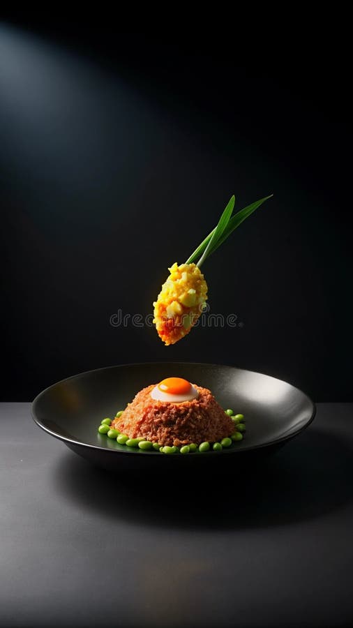 Un plato de comida bien arreglado acompañado por una flor vibrante que exalta una deliciosa experiencia gastronómica. libre illustration